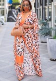 Orange Leopard Print Rope and Pants 2PC Cover-Ups