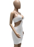 White Cami Cut Out Slinky Dress