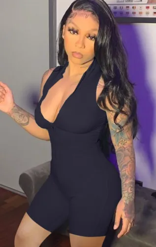 Black Zipper Up Sleeveless Tight Sports Romper