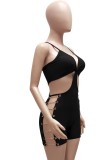 Sexy Black Cut Out Cami Side Chain Rommpers