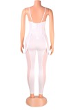 Sexy White See Through Belt Cami Fitted Jumpsuit