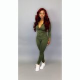 Yellow Blank Zipper Casual Hooded Tracksuit