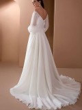 White Off Shoulder A-Line Maxi Evening Dress
