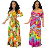 Africa Polychrome Wrap Long Sleeve Maxi Dress
