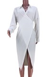 White Wrap Irregular Long Dress