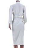 White Wrap Irregular Long Dress