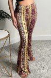 Print Retro High Waist Fitted Flare Trousers