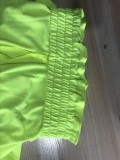 Green Long Sleeve Crop Top and High Waist Drawstring Pants 2PC Cover-Ups