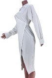 White Wrap Irregular Long Dress