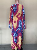 Africa Print One-Piece Slim Fit Swimwear with Matching Long Sleeve Maxi Cover-Ups