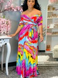 Africa Polychrome Wrap Long Sleeve Maxi Dress