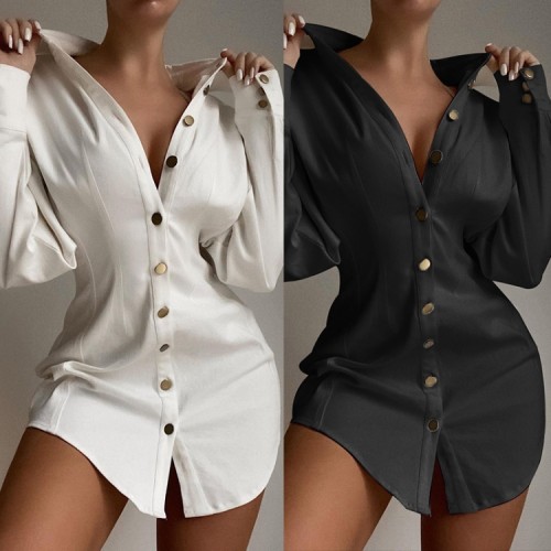 White Long Bubble Sleeve Long Blouse