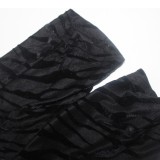 Plus Size Print Black Leopard See Through Wrap Long Slinky Dress