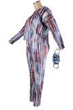 Plus Size Print Drop Shoulder Shirt and Pants with Face Cover 3PC Cover-Ups