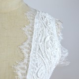 White Deep-V Sleeveless Lace Slim Fit Dress