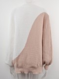 Color Block Long Sleeves O-Neck Pullover Loose Sweater