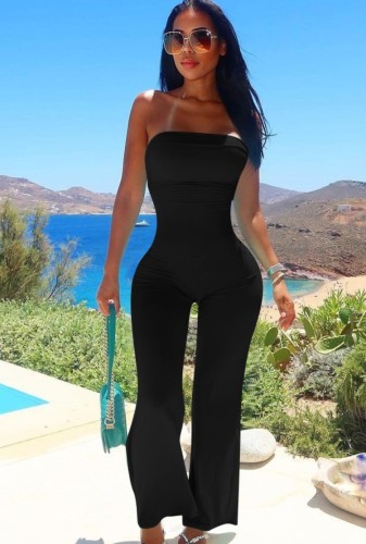 Black Strapless Skinny Jumpsuit