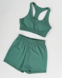 Green Sports Tank Top and Shorts Two Piece Set