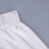 White Short Sleeve Long Blouse and Shorts Two Piece Set