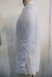 Professional White Turndown Collar Long Sleeves Office Blazer