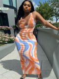 Print Bodycon Tank Top and Maxi Skirt Two Piece Set