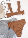 Brown Underwear High Waist Two Piece Bikini