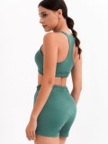 Green Sports Tank Top and Shorts Two Piece Set