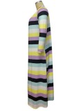 Plus Size Striped Printed Strapless Maxi Dress and Long Cardigan