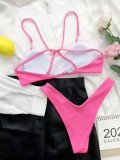 purplish red Back Cami Bikini 2PCS Set