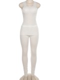 White Knit See Through Tank Top and Pants 2PC Cover-Ups
