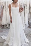 White Cami A-Lline Backless Wedding Dress