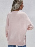Pink Button Up Long Sleeves Kintted Top