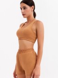 Light Brown Sports Tank Top and Shorts Two Piece Set