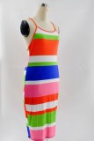 Polychrome Backless Cami Fitted Dress