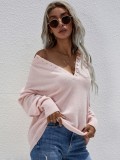 Pink Button Up Long Sleeves Kintted Top