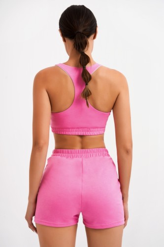 Pink Sports Tank Top and Shorts Two Piece Set