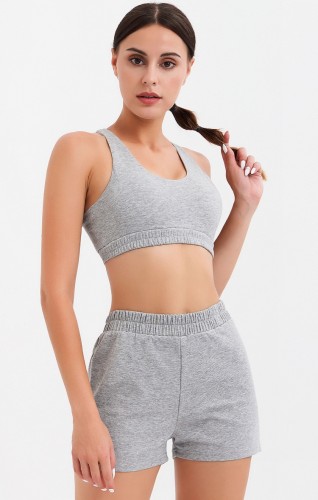 Grey Sports Tank Top and Shorts Two Piece Set