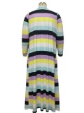 Plus Size Striped Printed Strapless Maxi Dress and Long Cardigan