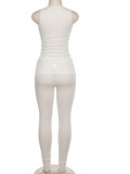 White Knit See Through Tank Top and Pants 2PC Cover-Ups