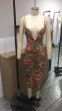 Floral Leopard Printed Plunge Neck Cami Slim Fit Dress