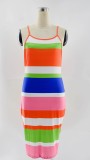 Polychrome Backless Cami Fitted Dress