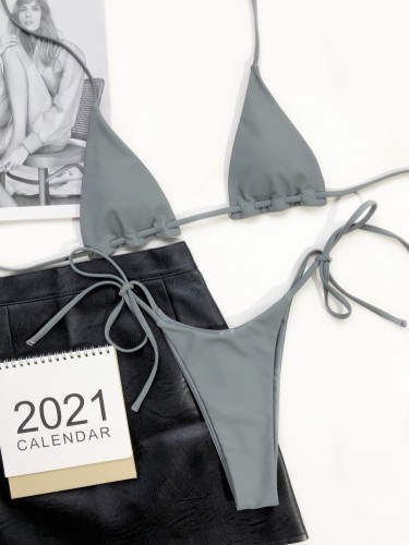 Grey Halter Bikini 2PCS Set
