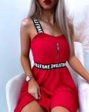 Red Cami Zipper Short Dress