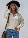 Grey Button Up Long Sleeves Kintted Top