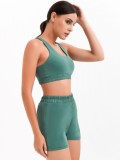 Green Sports Tank Top and Shorts Two Piece Set