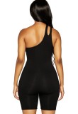 Black One Shoulder Cut Out Slim Fit Romper