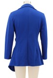 Blue Turndown Collar Long sleeve Ruched Irregular Mini Dress