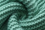 Green Crochet Long Sleeves Dropped Shoulder Long Cardigan