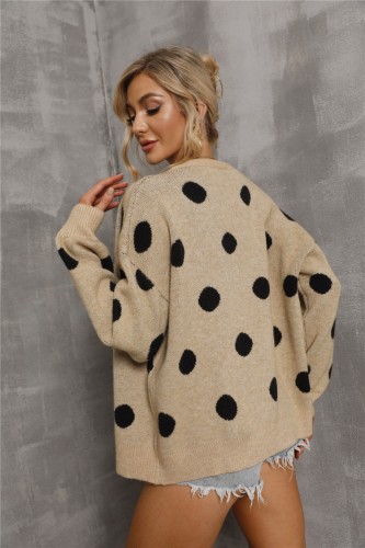 Kahaki Dot Long Sleeve Drop Shoulder Sweater Coat