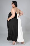 Plus Size Color Contrast Sleeveless Cami Loose Maxi dress